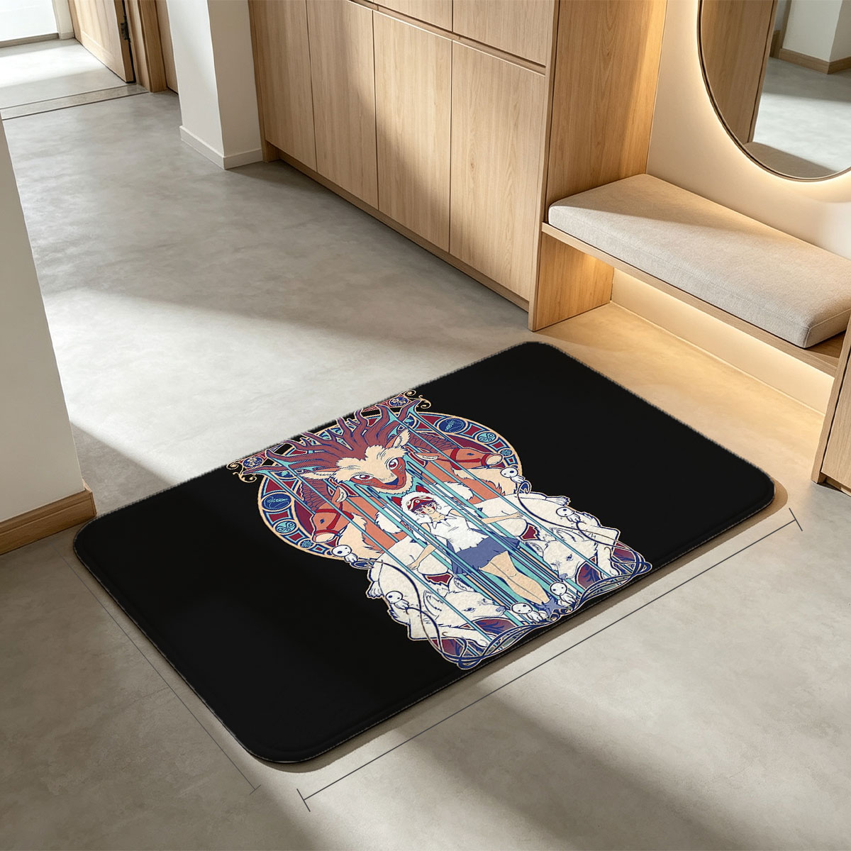 Sailor Moon and Luna in Art Nouveau Style with Mythical Creatures - Flannel floor mat