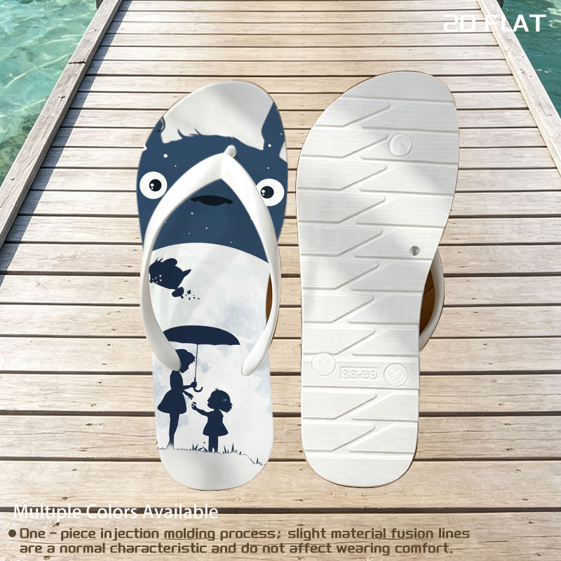 Totoro, Satsuki, and Mei under the Moonlight -  flip-flops