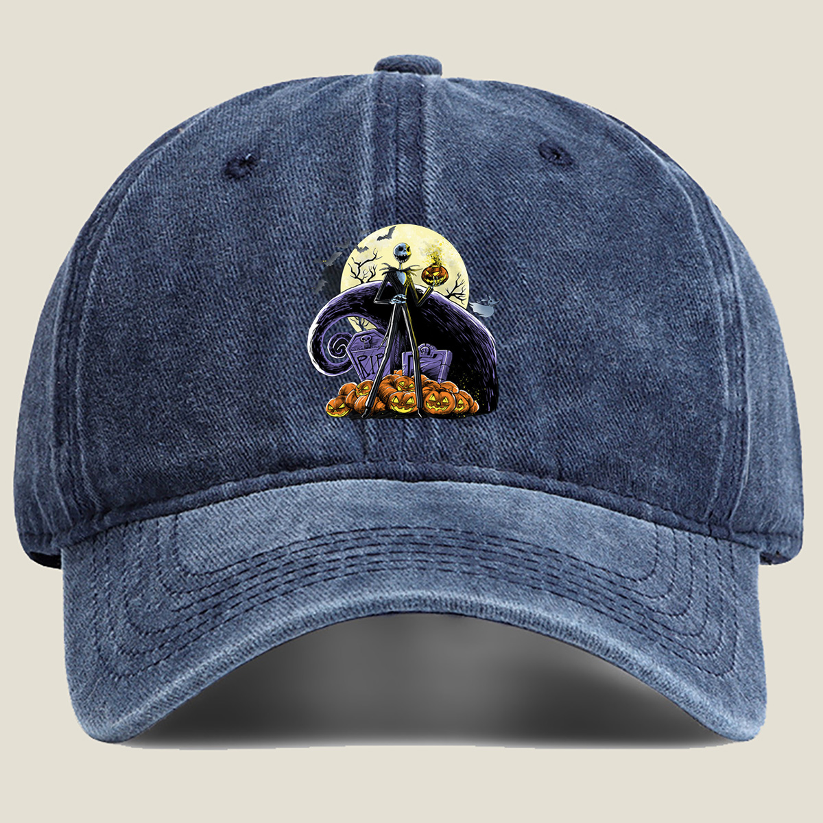 The Nightmare Before Christmas - Jack Skellington and Pumpkin King - Washed Denim - Baseball Cap