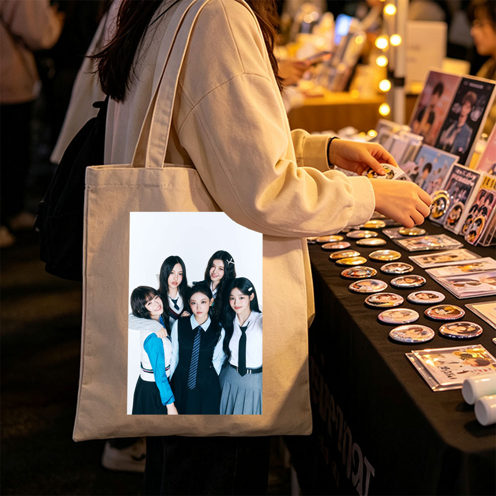 NewJeans School Uniform Concept Photo with Five Members in Coordinated Outfits - Canvas tote bags