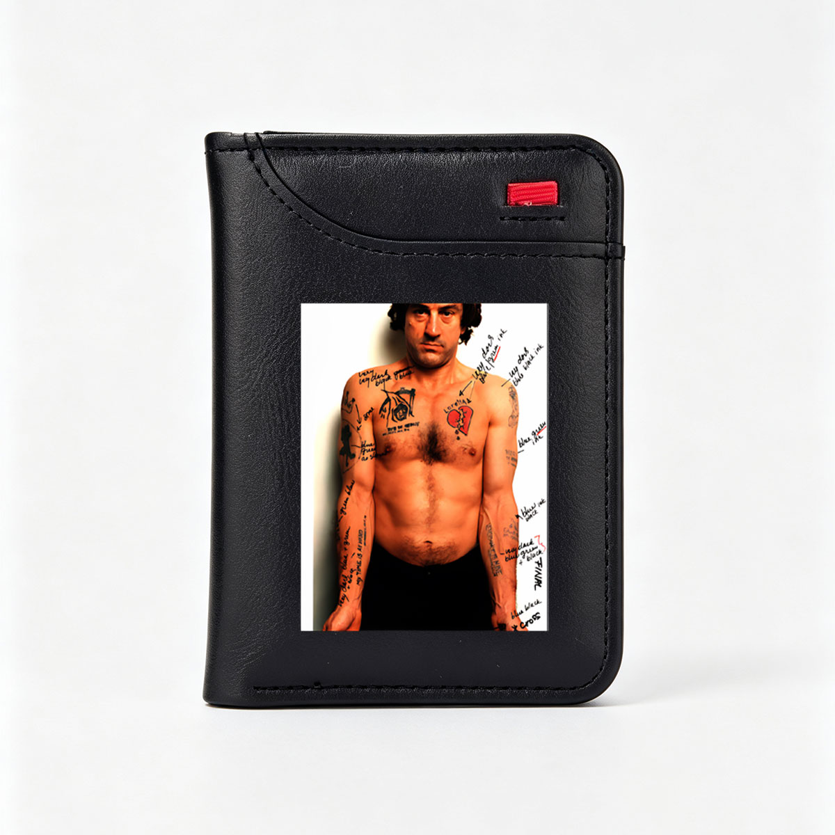 Johnny Depp with Handwritten Notes and Symbols on Body - Vertical Style Wallet