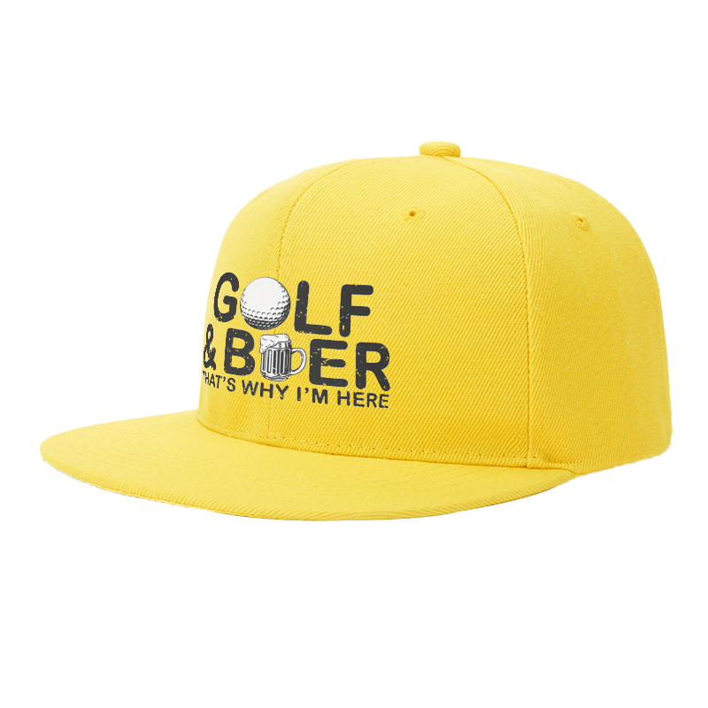 Flat Brim Baseball Cap Golf and Beer That's Why I'm Here Streetwear Underground Skate Style for Basketball Court Street Skate Park Wear by Skaters Rappers Urban Players