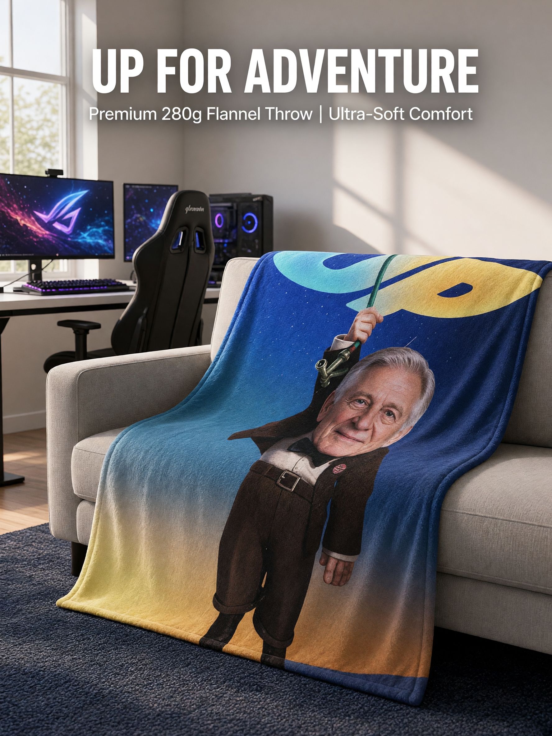 Custom Face Photo Flannel Blanket, Soft Anti-Pilling Fleece Throw, Ideal Personalized Gift for Family and Friends