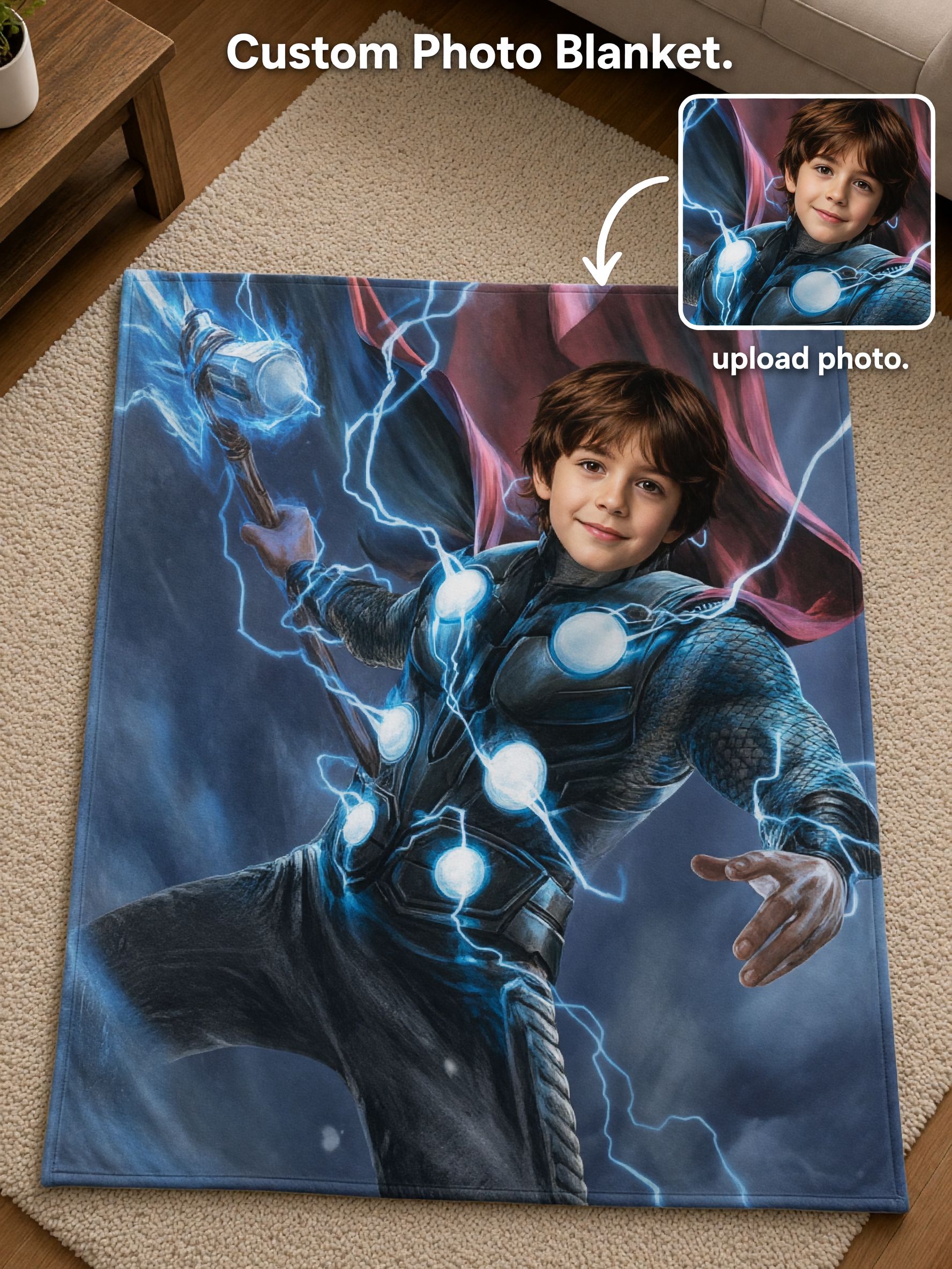 Custom Photo Face Superhero Flannel Throw Blanket Personalized Portrait Anti Pilling Plush Fleece Bed Sofa Cover Ideal