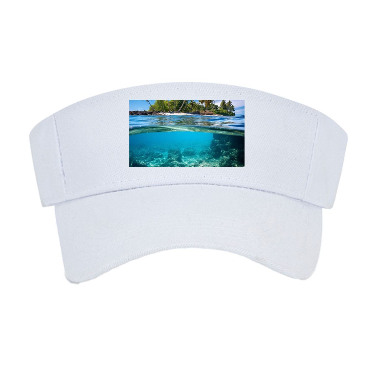 Tropical Island with Palm Trees and Crystal Clear Waters -  Visor cap