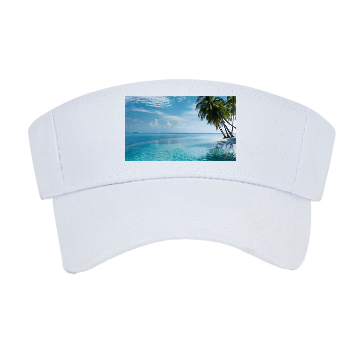 Infinite Pool Meets Azure Sea Under Palm Trees -  Visor cap