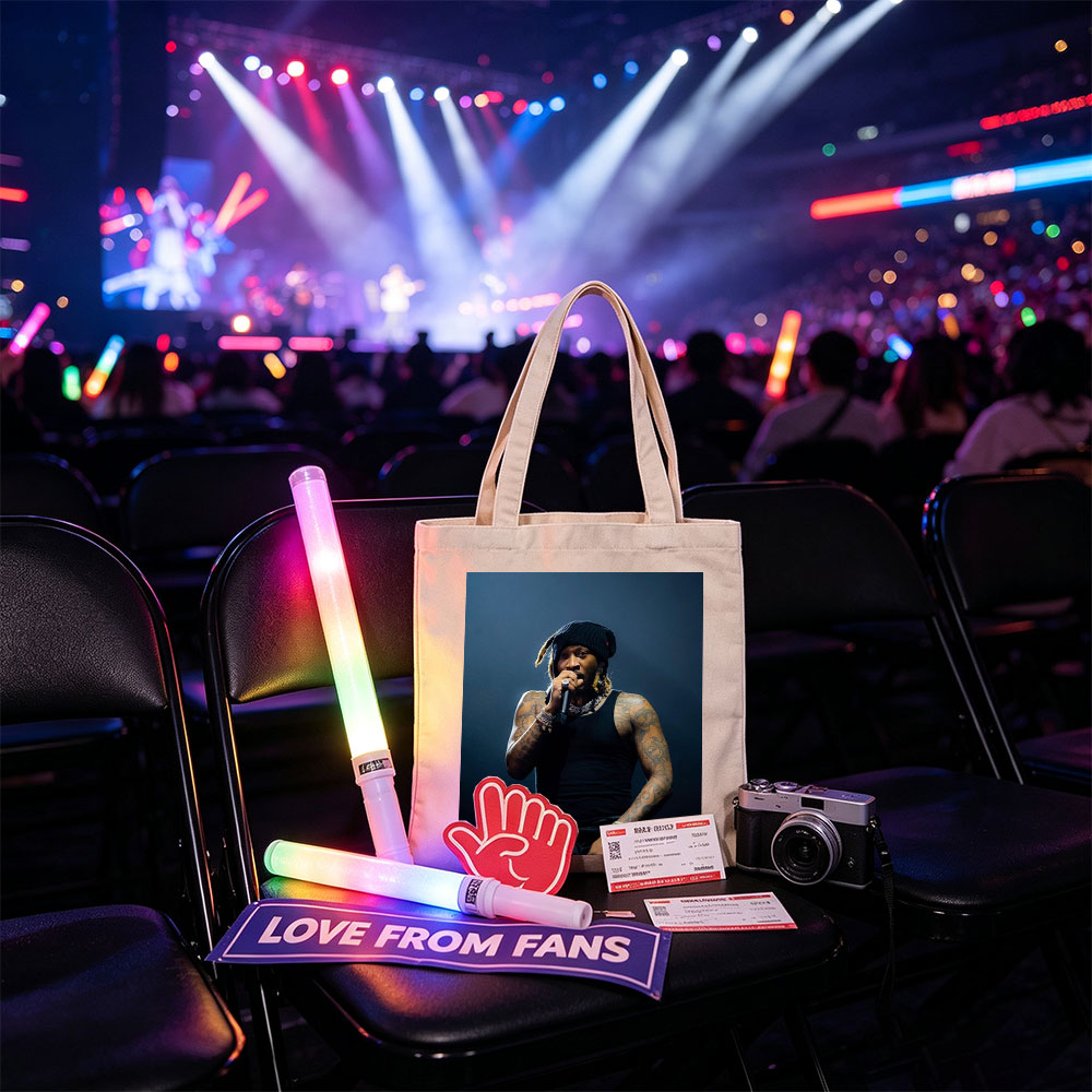 Lil Wayne Performing on Stage with Microphone in Hand - Canvas tote bags