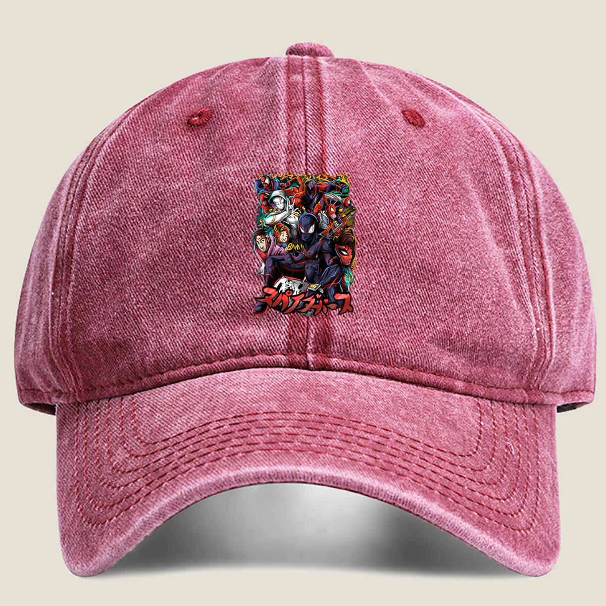Spider-Verse: Miles Morales, Gwen Stacy, Peter Parker, and the Spider-Family - Washed Denim - Baseball Cap