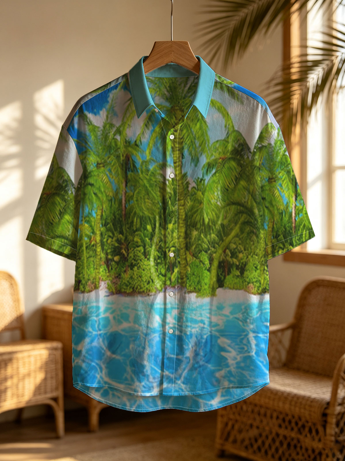 Tropical Paradise with Palm Trees and Crystal Clear Water -  Shirt