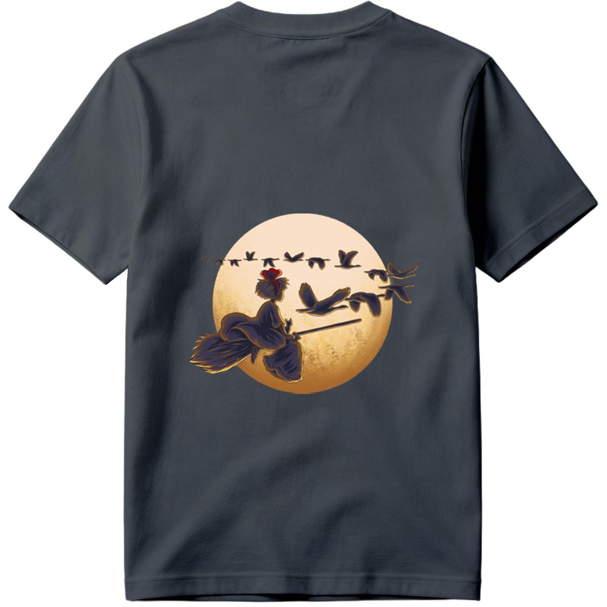 Mulan Flying on a Broomstick with Geese Against the Moon - Tee