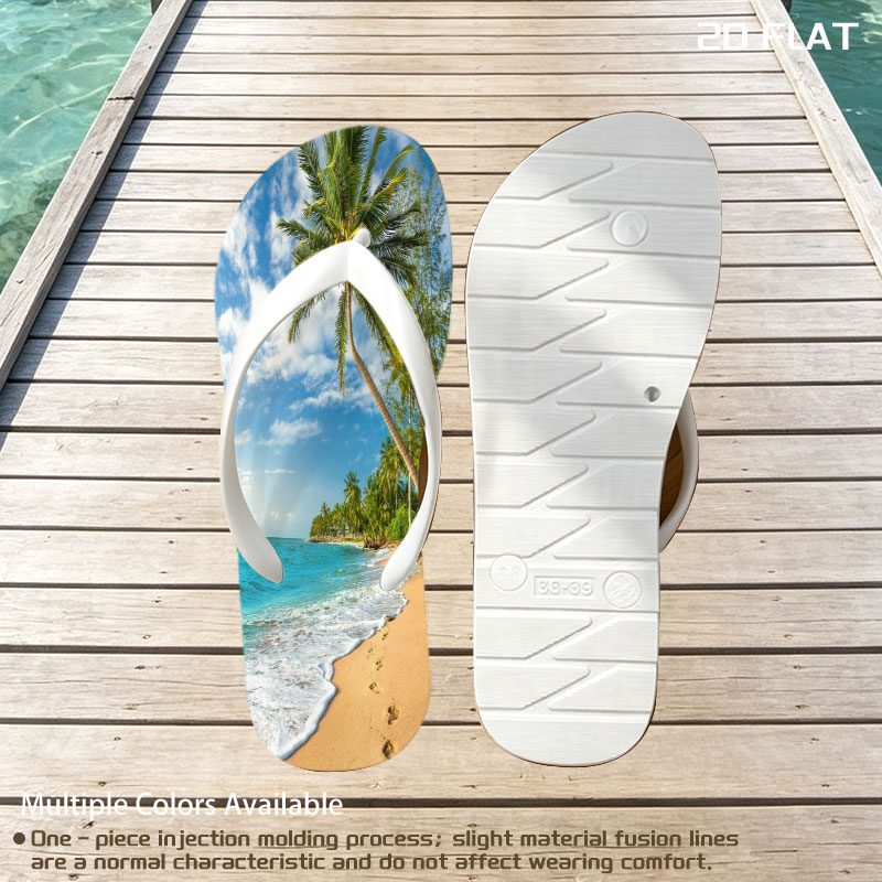 Tropical Beach with Palm Trees and Crystal Clear Water -  flip-flops