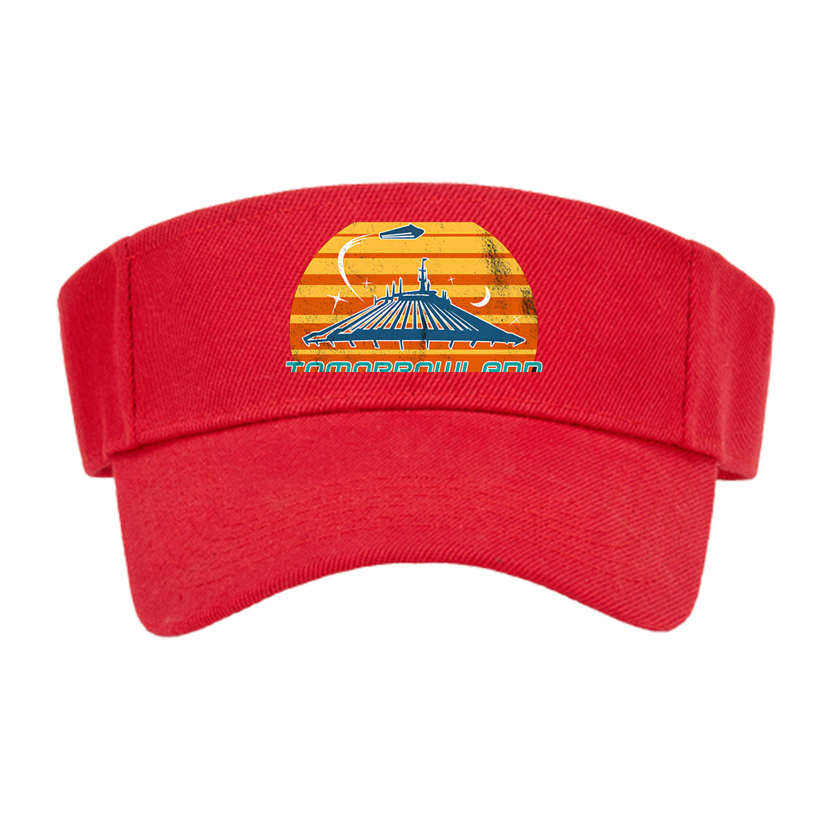 Tomorrowland: Iconic Space Mountain Silhouette with Retro Solar Background -  Visor cap