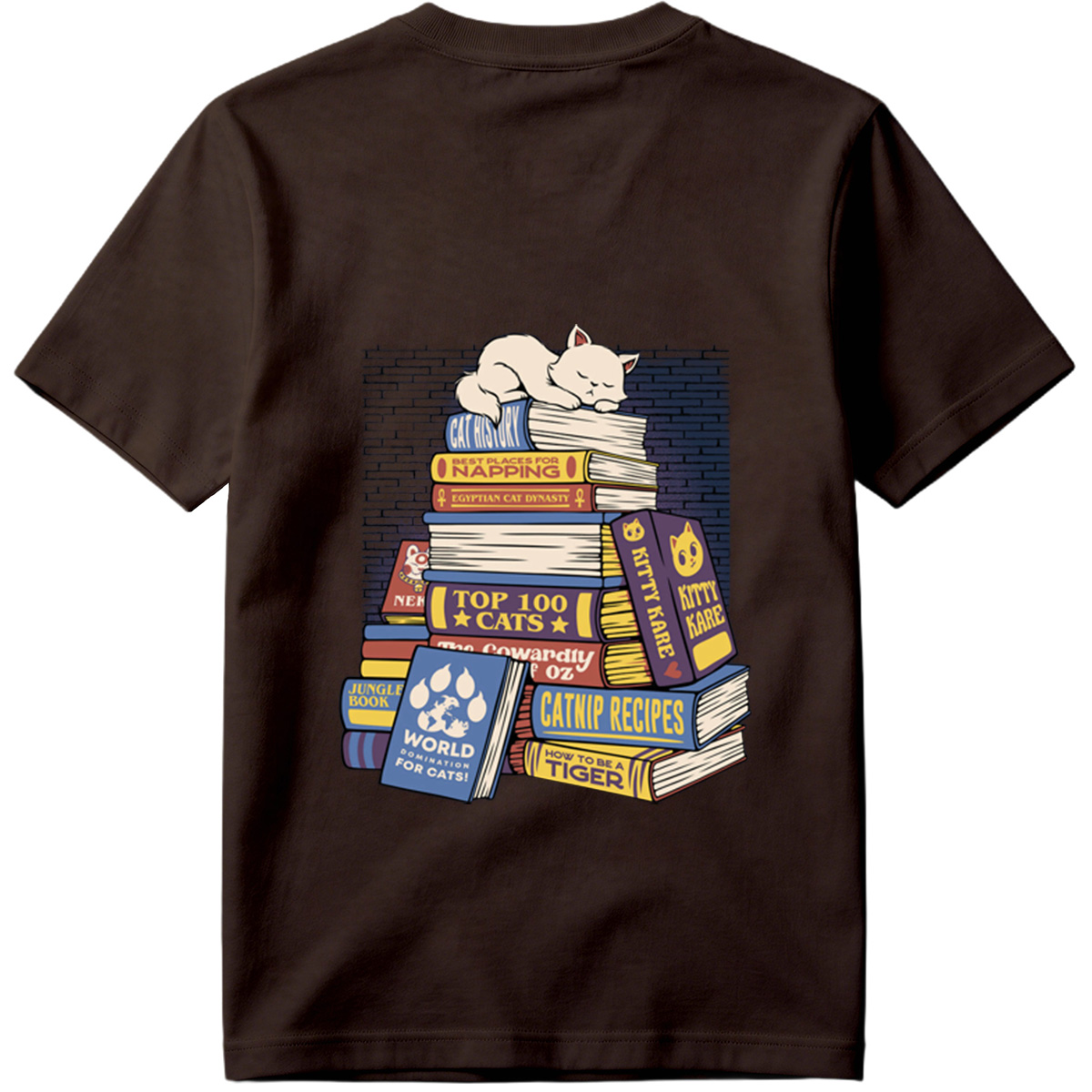 Cat Nap on Book Stack - Tee