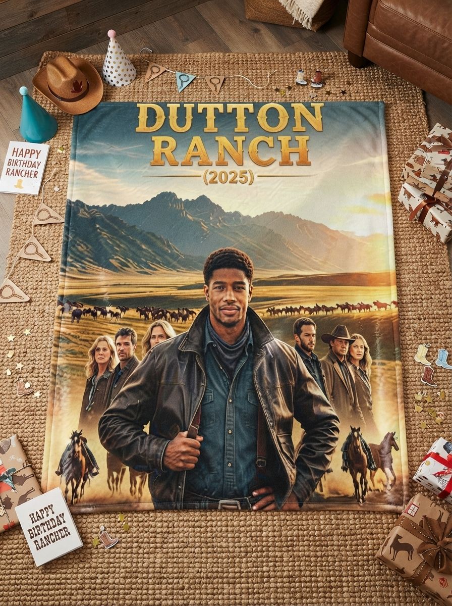 Custom Photo Face Flannel Blanket Personalized Western Cowboy Ranch Fleece Throw Soft Warm Bed Sofa Cover Ideal Gift