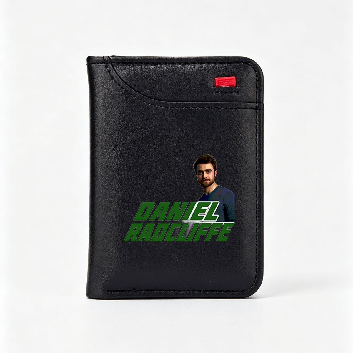 Daniel Radcliffe Portrait with Bold Green Text Overlay - Vertical Style Wallet
