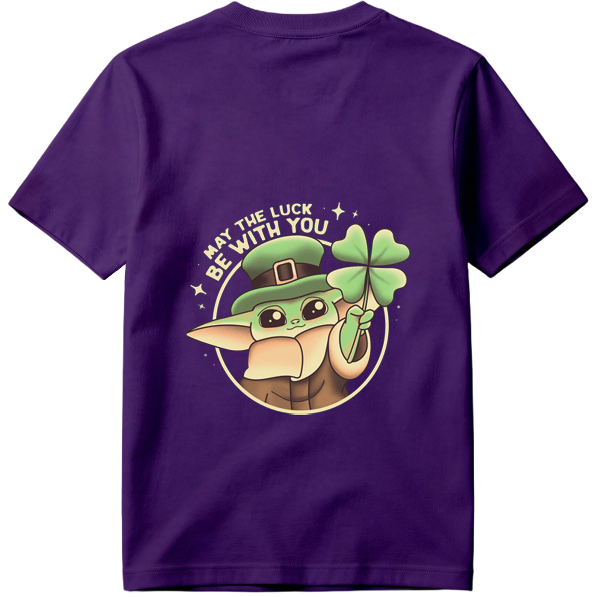 Baby Yoda Wearing Leprechaun Hat Holding Four Leaf Clover with 