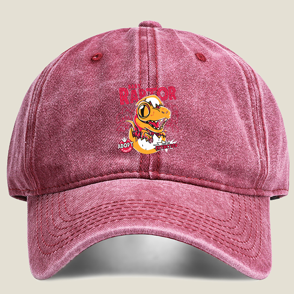 Baby Raptor: Adopt a Raptor, Fight the Extinction - Washed Denim - Baseball Cap