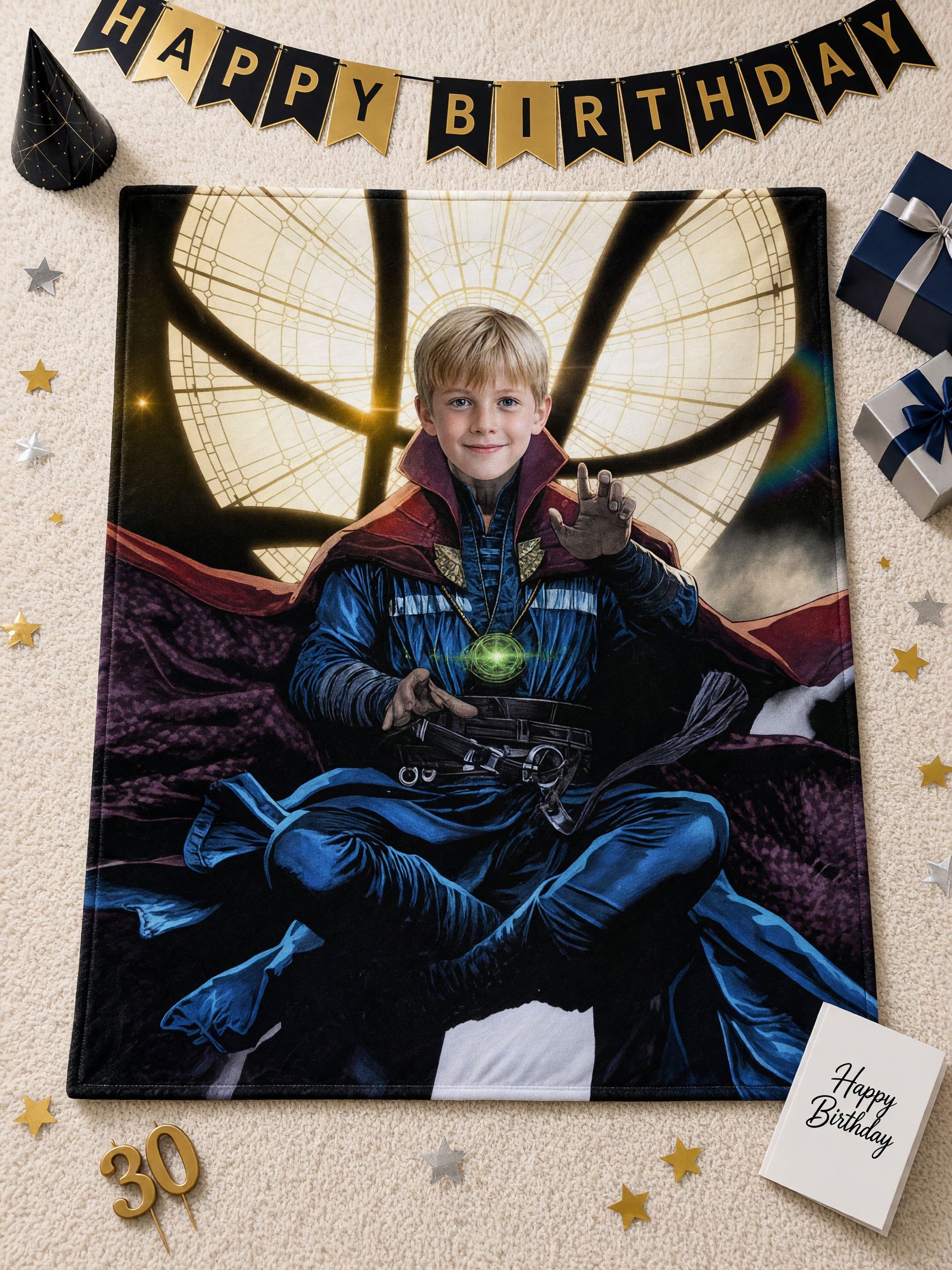 Custom Face Blanket Personalized Superhero Photo Throw, Ultra Soft Flannel Fleece Warm Bed Blanket Cozy Keepsake Gift