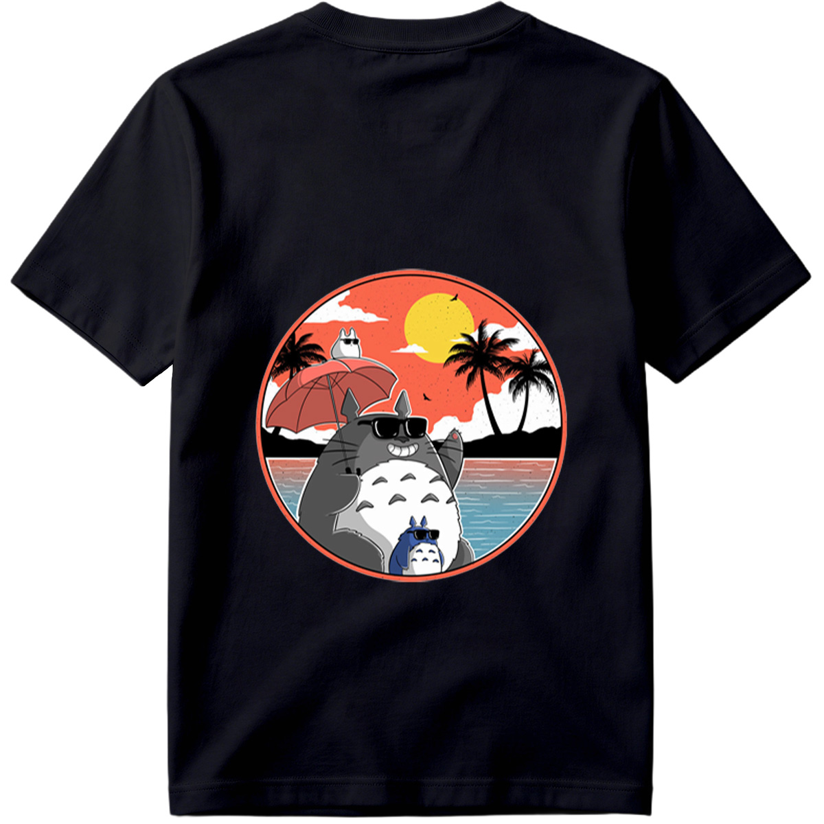 Totoro Family Beach Sunset - Tee