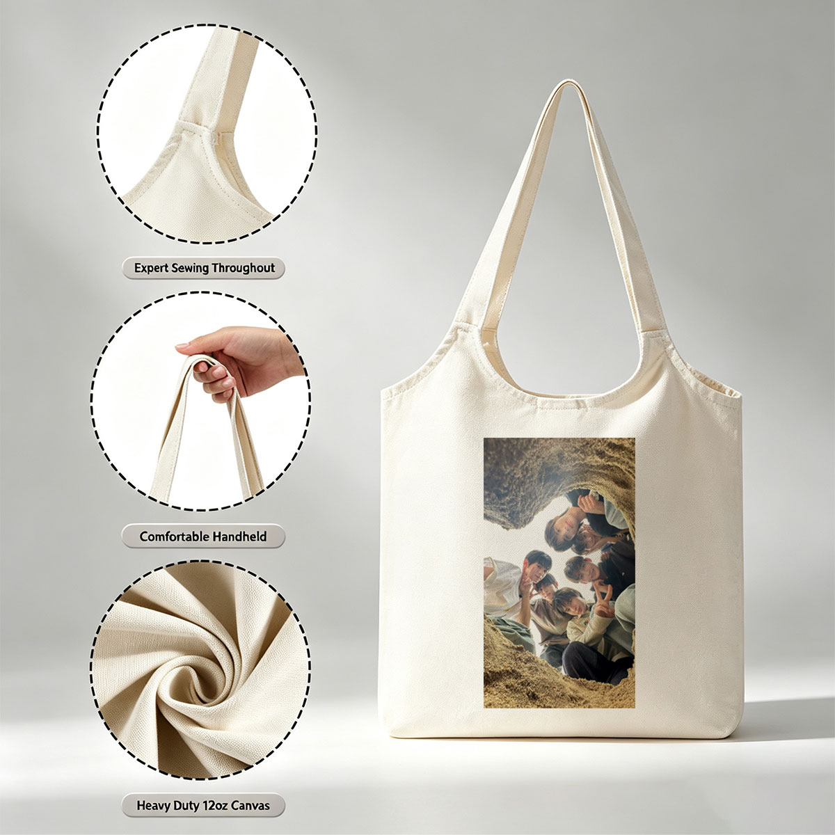 ENHYPEN Beach Cave Selfie Group Photo - Canvas shoulder bags/