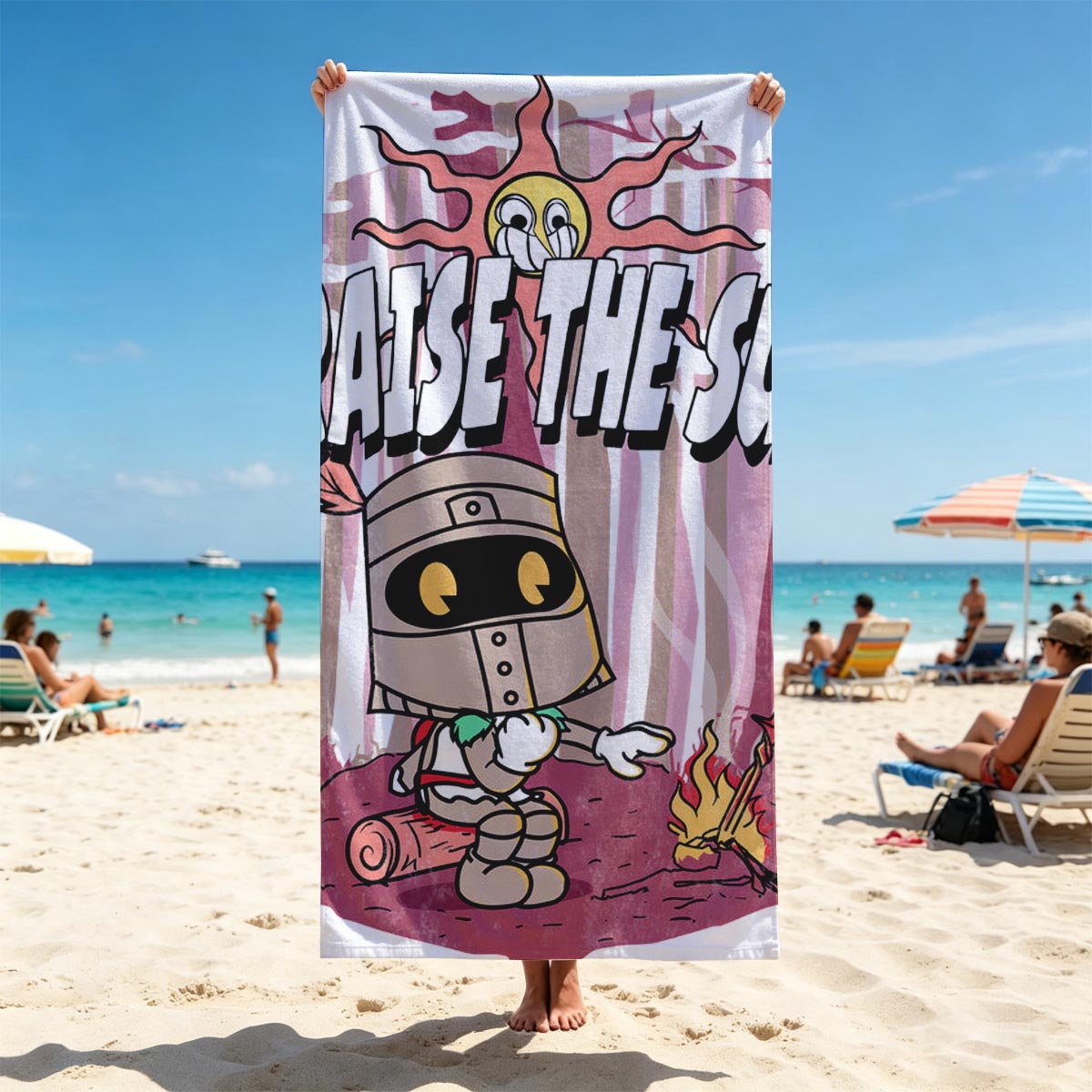 Praise the Sun: Knight with Fire and Sword - Beach towels
