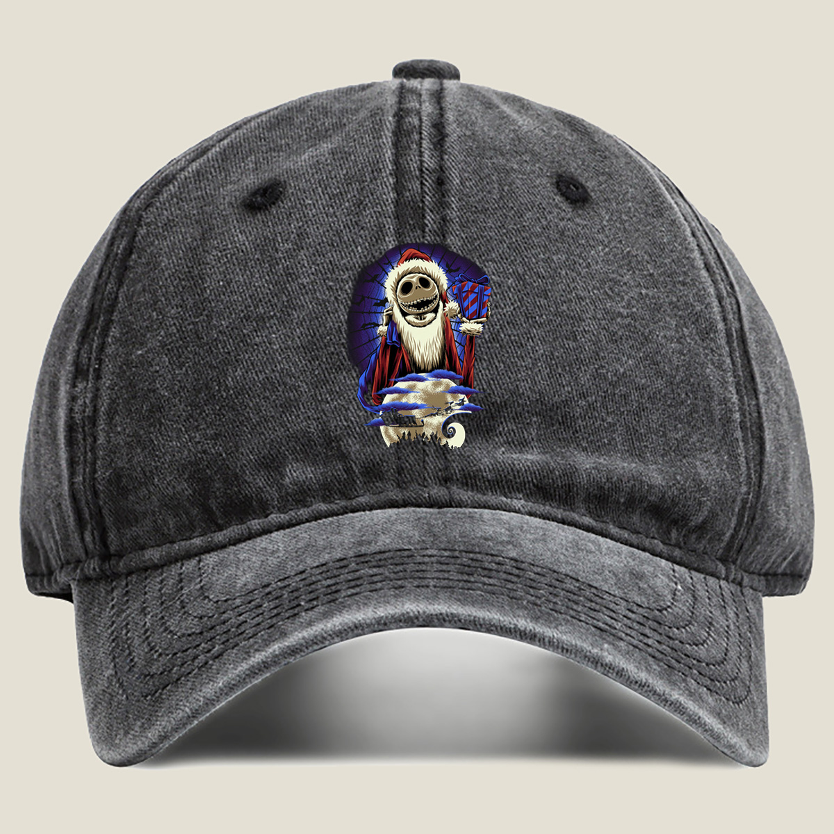 Jack Skellington as Santa Claus from The Nightmare Before Christmas - Washed Denim - Baseball Cap