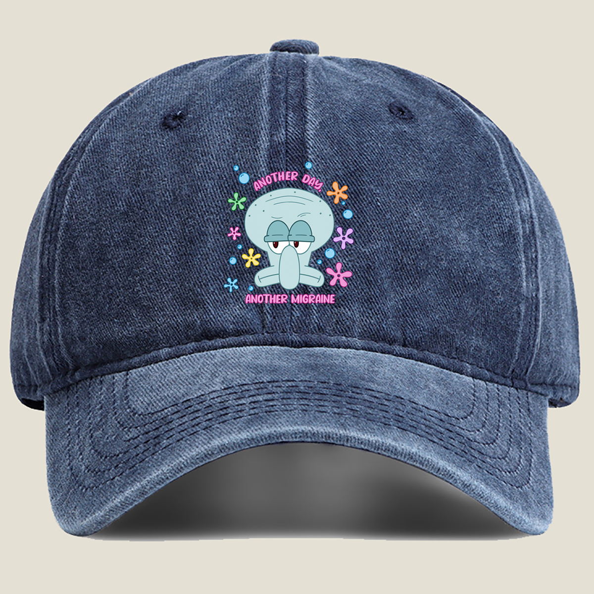 Squidward Another Day Another Migraine - Washed Denim - Baseball Cap