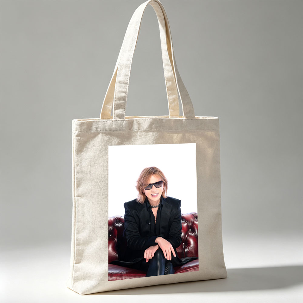 Yoshiki from X Japan Sitting on a Red Leather Couch Wearing Sunglasses and a Black Suit - Canvas tote bags