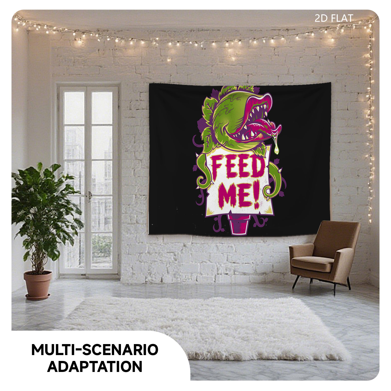 Feed Me! Carnivorous Plant T-Shirt Design - Tapestry