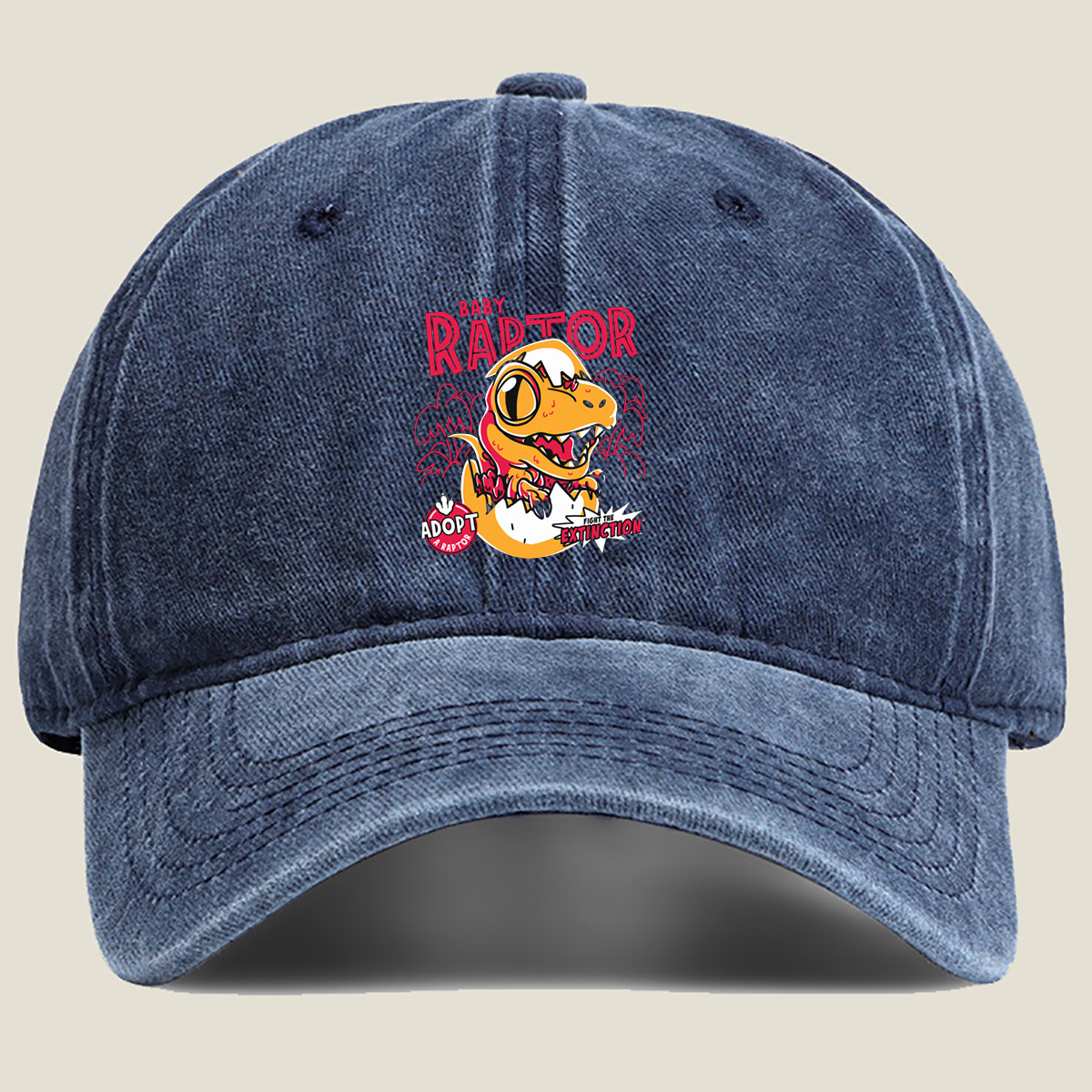 Baby Raptor: Adopt a Raptor, Fight the Extinction - Washed Denim - Baseball Cap