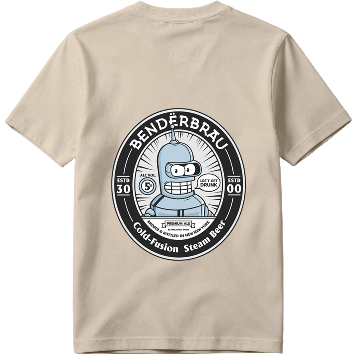Bender Brau: Cold-Fusion Steam Beer Featuring Bender from Futurama - Tee