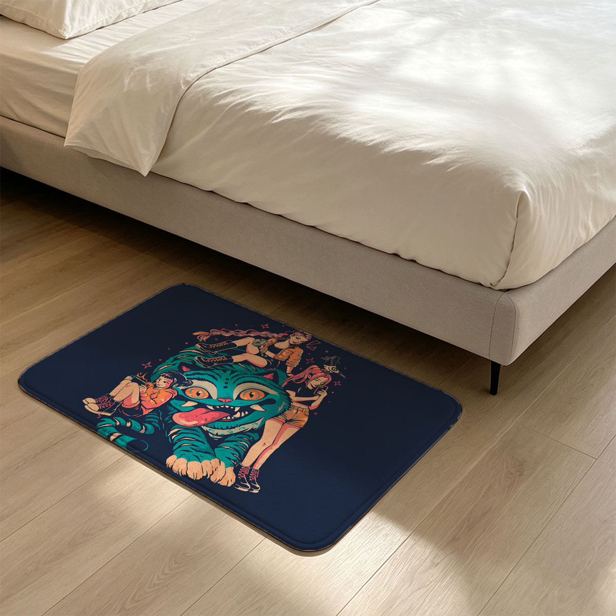 Three Girls and a Giant Cat: Urban Fantasy Adventure - Flannel floor mat