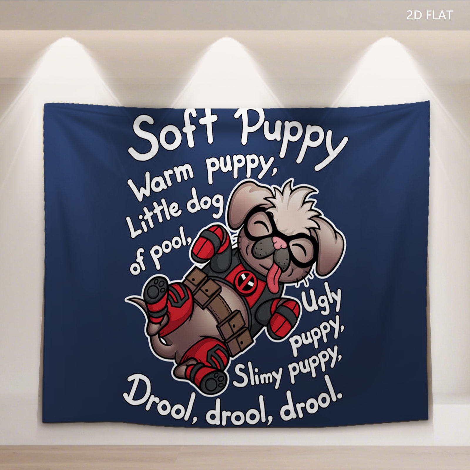 Deadpool Puppy: Soft, Warm, Slimy, Drool-Filled Fun - Tapestry