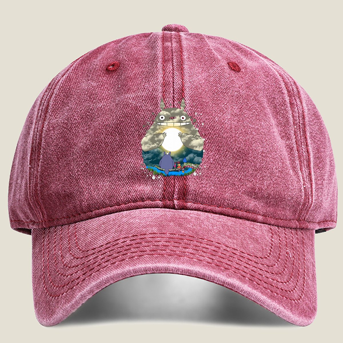 Totoro and Friends Under the Moonlight - Washed Denim - Baseball Cap