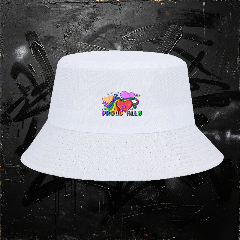Unisex Fisherman Hat with Rainbow Pride Hearts and 