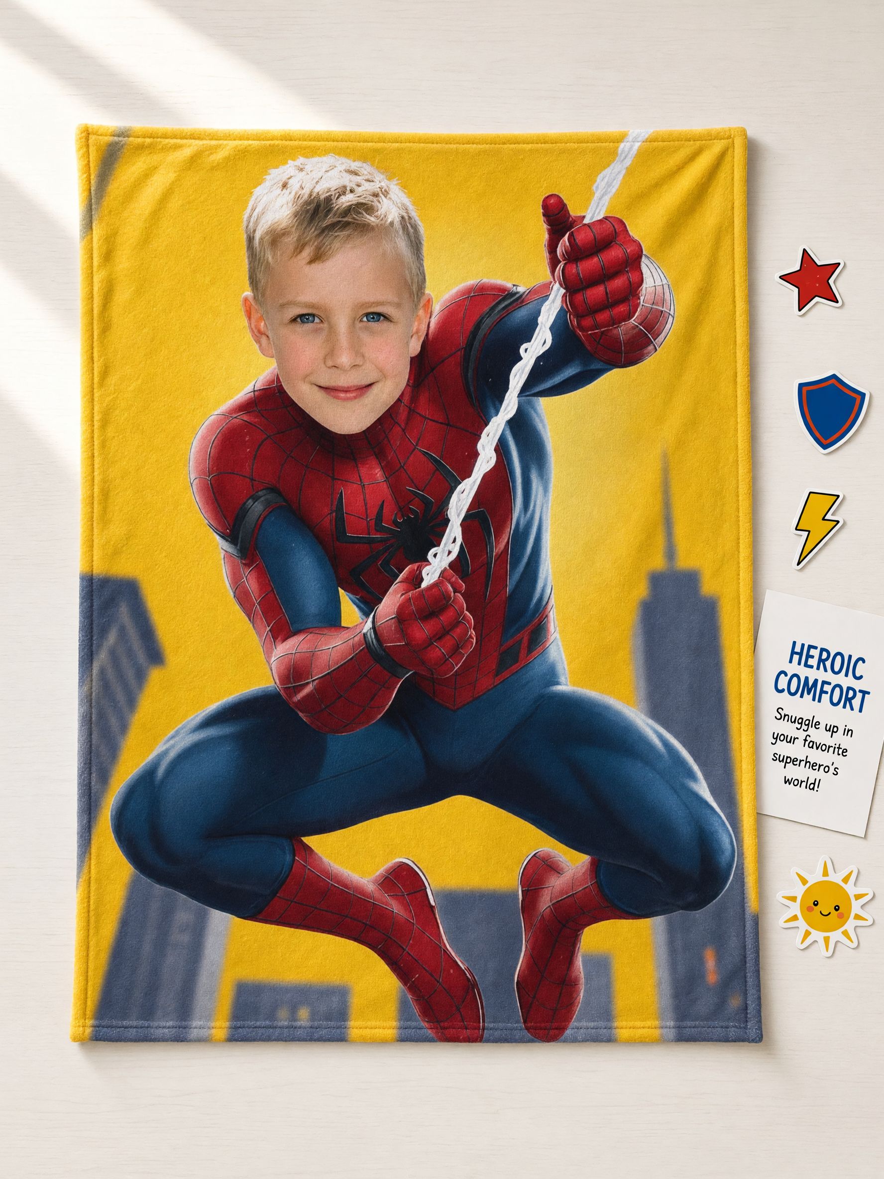 Custom Face Superhero Flannel Fleece Blanket Personalized Photo Throw for Kids Bed Couch Cozy Velvet Birthday Gift