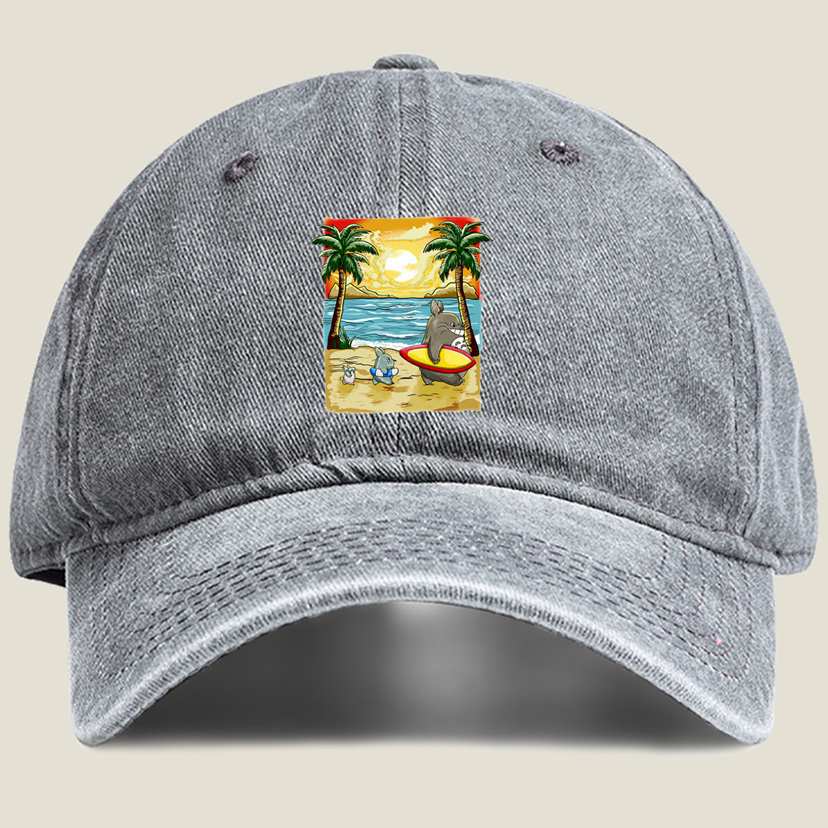 Pokémon: Slowpoke and Friends at the Beach - Washed Denim - Baseball Cap
