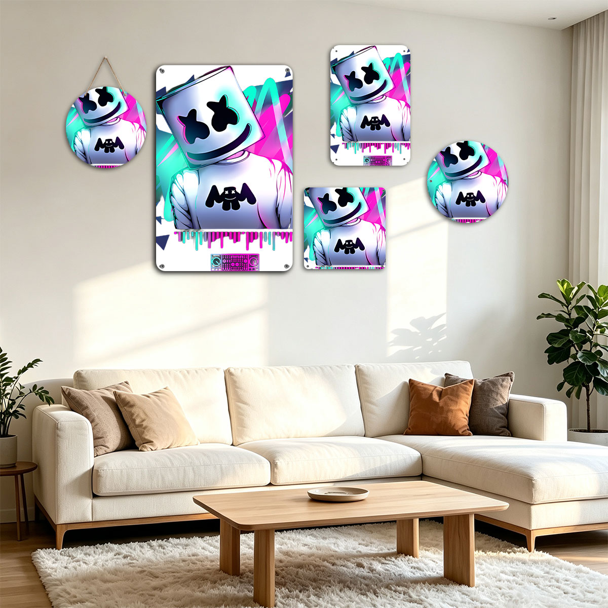 Marshmello DJ in Neon Glow with Music Visualizer - painting