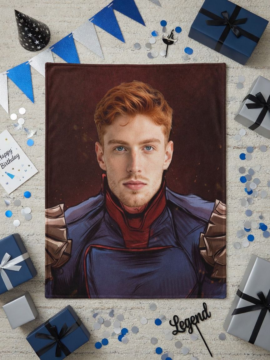 Custom Face Photo Blanket Personalized Flannel Fleece Throw Soft Anti-Pilling Warm Bedding for Unique Novelty Gifts