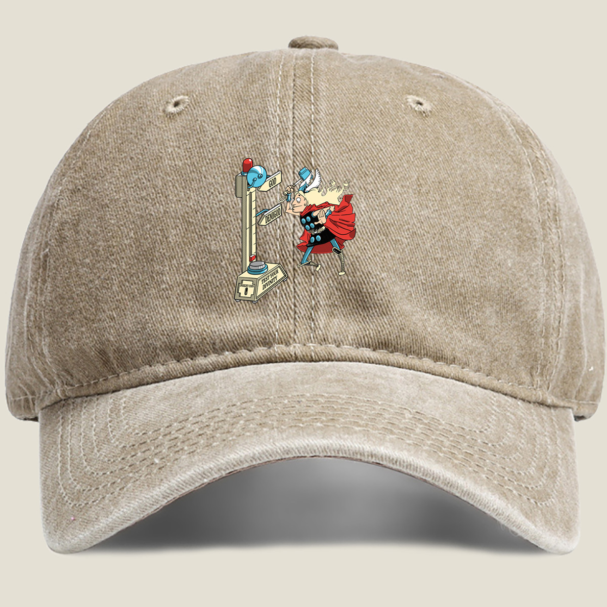 Thor Tests His Divinity - Washed Denim - Baseball Cap