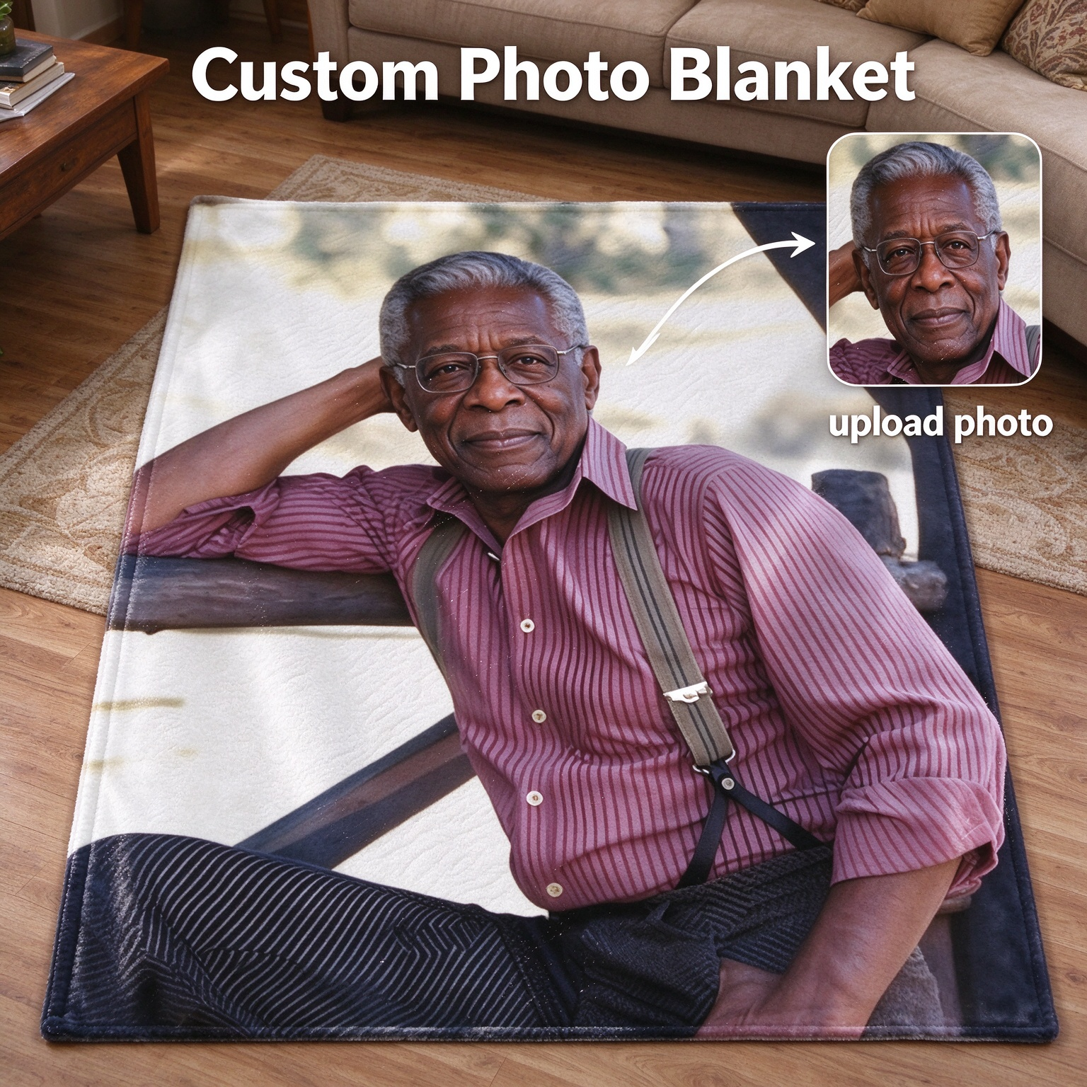 Custom Photo Face Blanket, Personalized Soft Flannel Throw, Anti-Pilling Cozy Cover, Ideal Personalized Gift