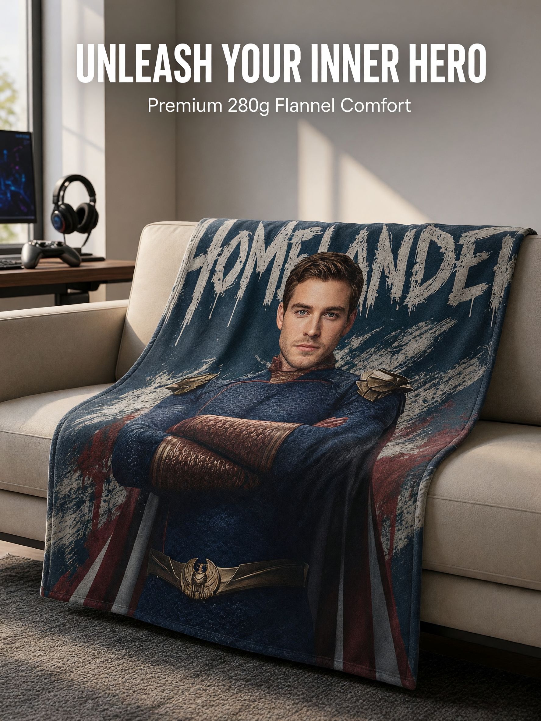 Custom Face Photo Flannel Fleece Blanket Personalized Hero Portrait Throw for Sofa Bed Cozy Novelty Gift for Him