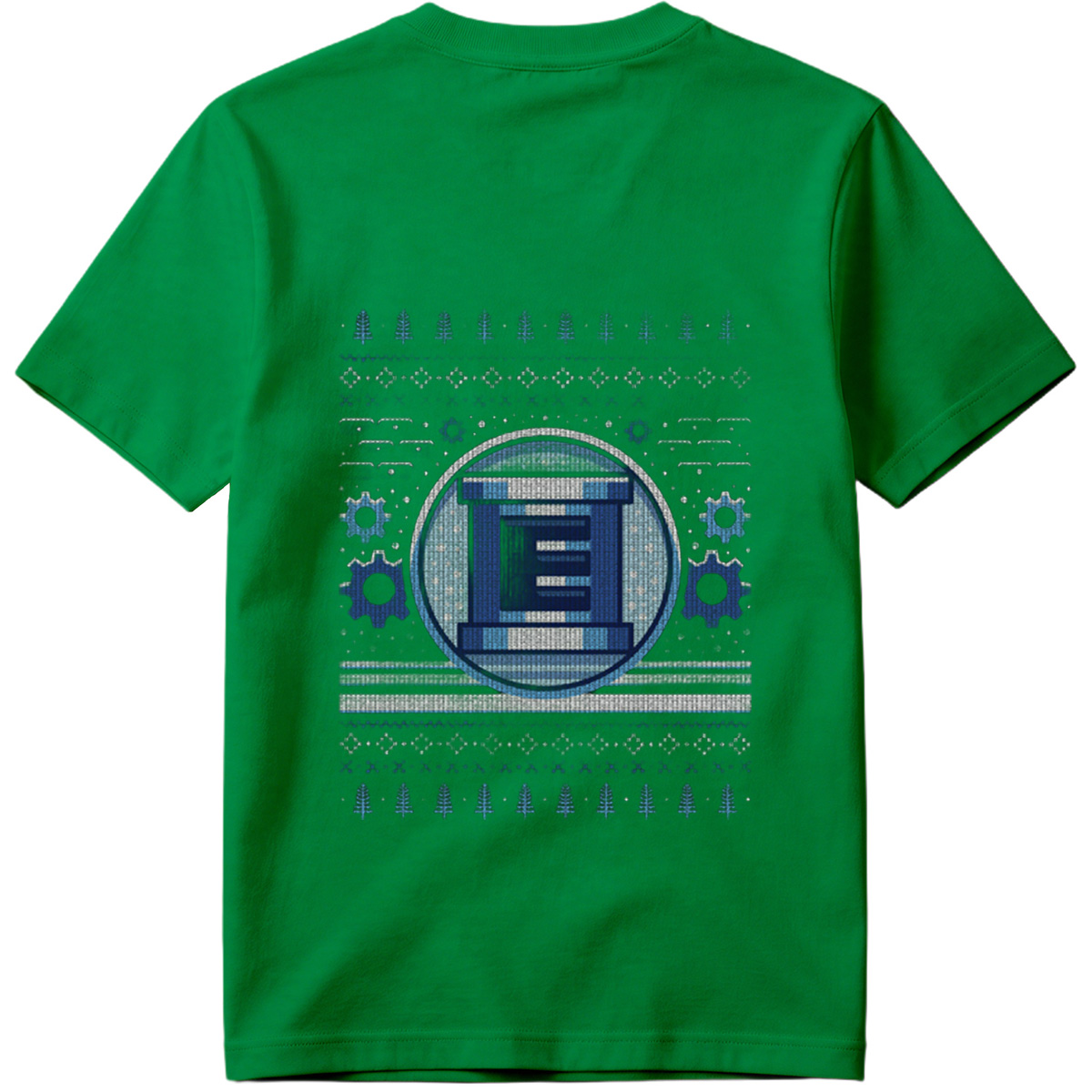 Pixel Winter Emblem: Column & Gears Holiday Design - Tee