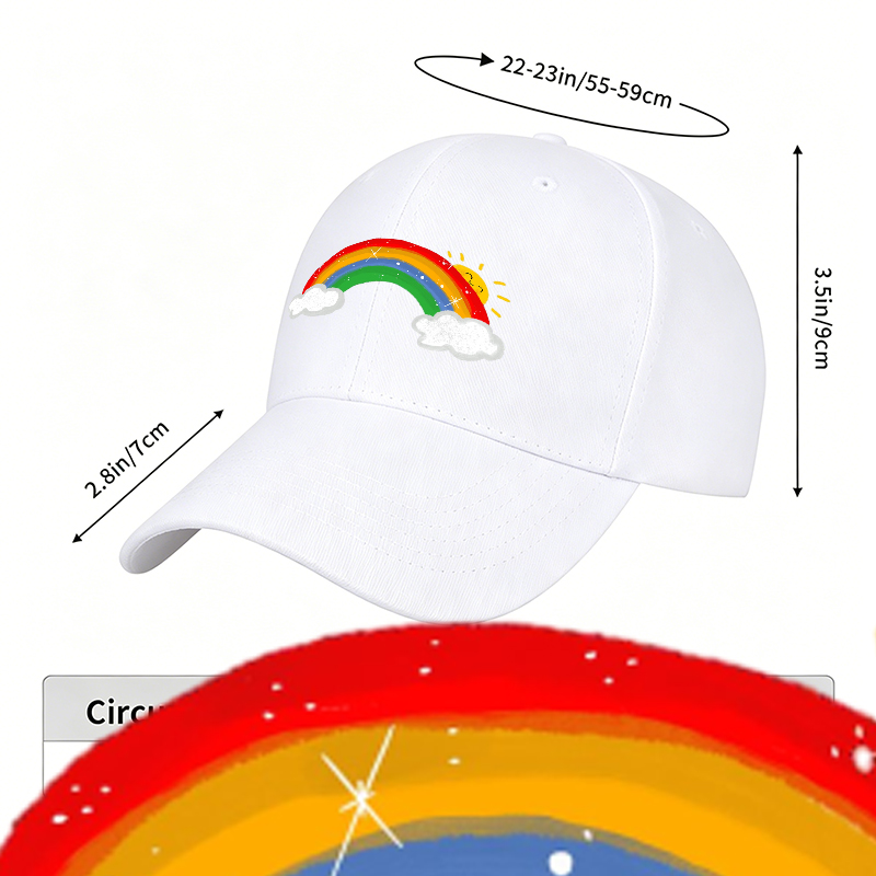 Unisex Classic Baseball Cap with Rainbow and Sun Print - Perfect for Outdoor Activities, Casual Wear, and Everyday Use - Ideal for Adults Seeking Fun and Vibrant Style