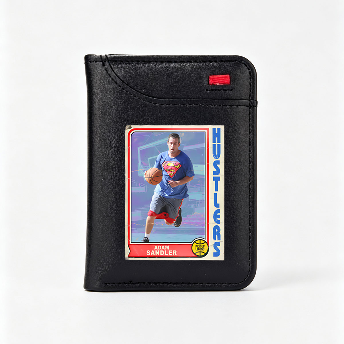 Adam Sandler as Superman in a Pick-Up Basketball Legend Card - Vertical Style Wallet