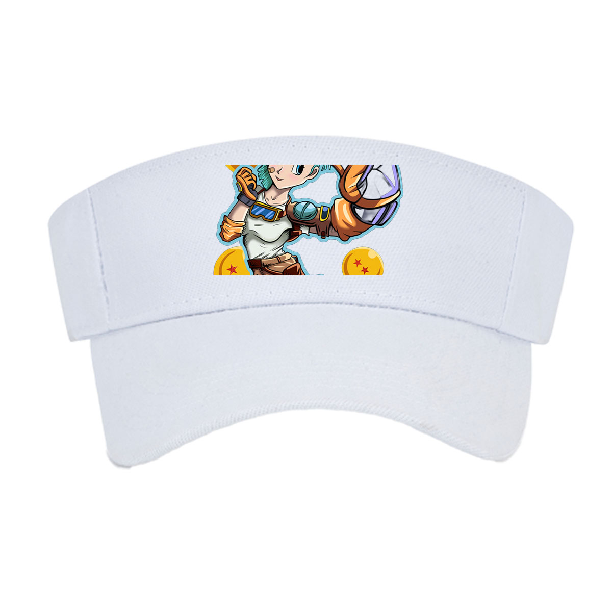 Bulma from Dragon Ball, holding a scouter, surrounded by Dragon Balls -  Visor cap