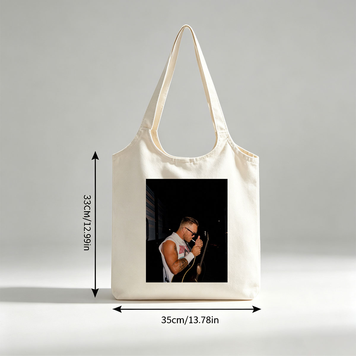 Brantley Gilbert Smoking Cigarette with Acoustic Guitar at Night - Canvas shoulder bags/