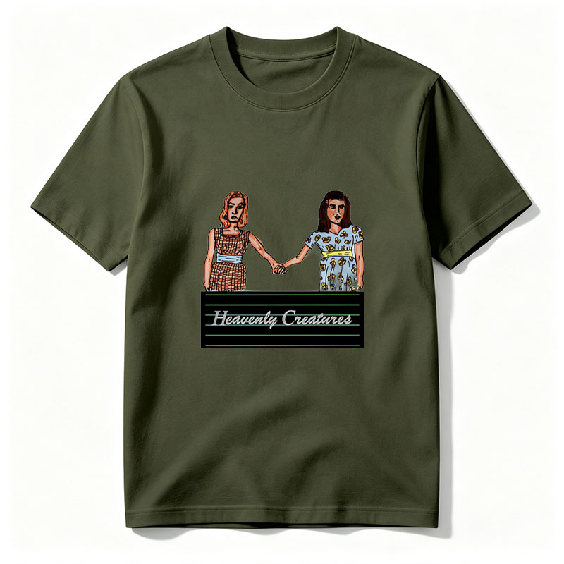 Heavenly Creatures: Two Women Holding Hands in Vintage Dresses - Tee