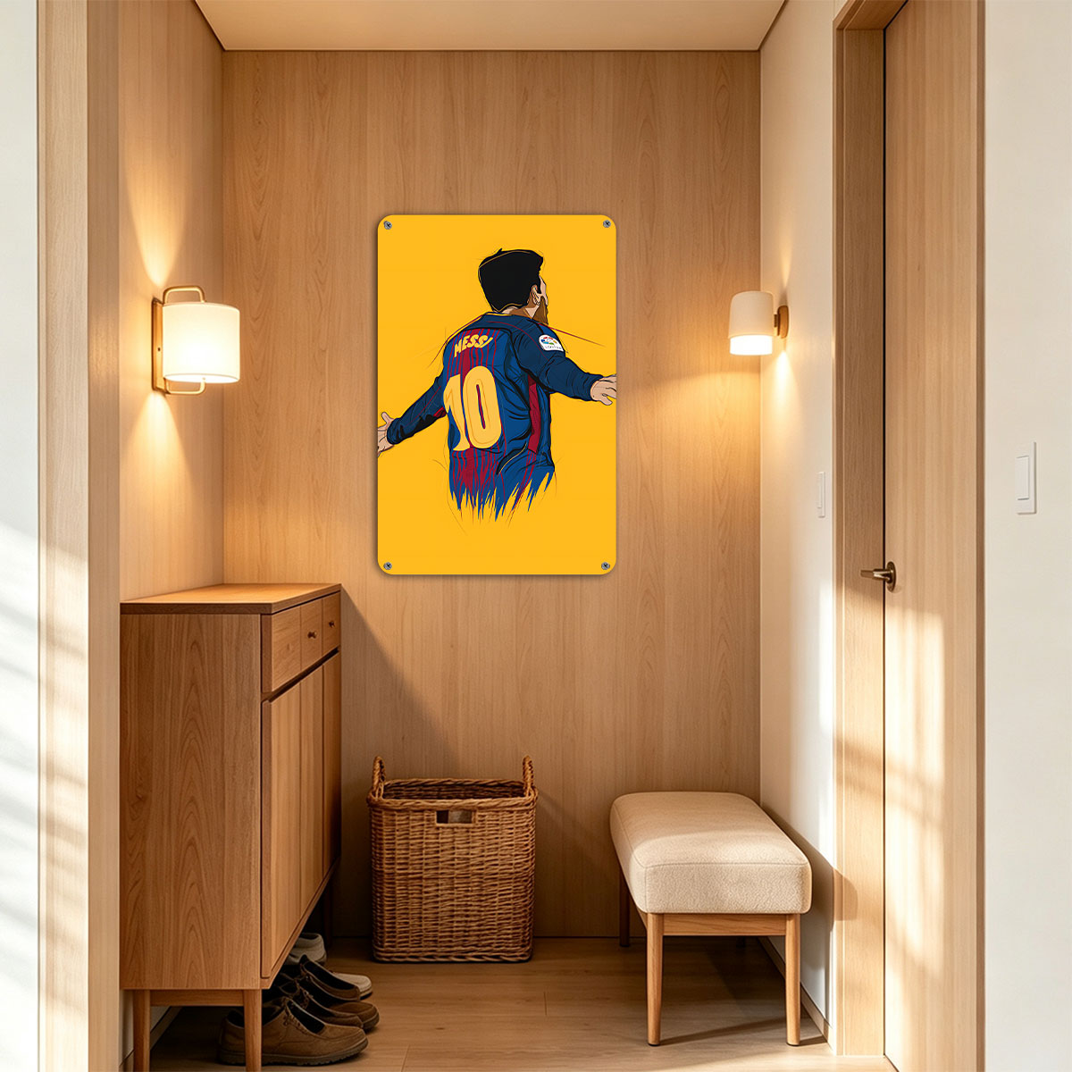 Messi in Barcelona Jersey, Number 10, Celebrating Goal - painting