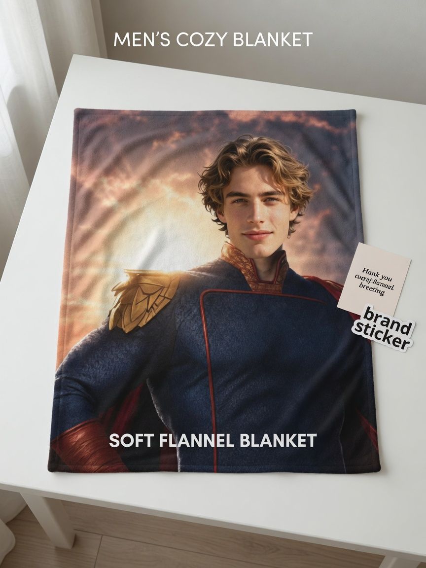 Custom Photo Blanket Personalized Face Portrait Ultra Soft Flannel Throw Lightweight Warm Bed Couch Keepsake Gift